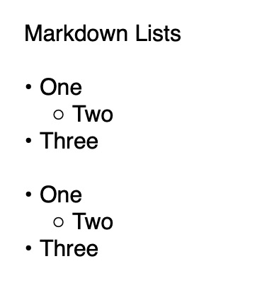 Markdown Bullet List